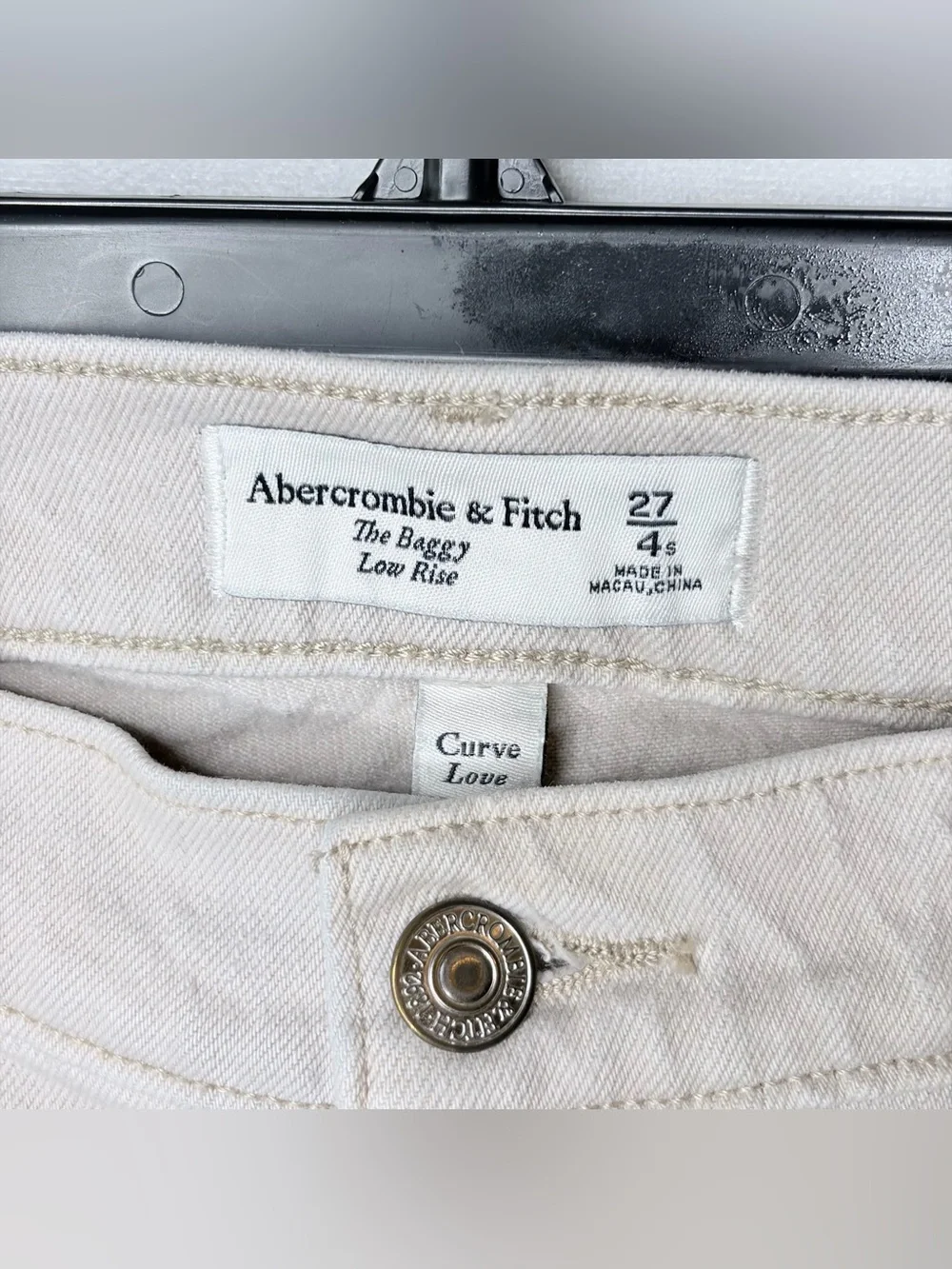 Abercrombie & Fitch Tan Curve Love Baggy Low Rise Jeans